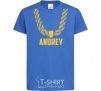 Kids T-shirt Andrey gold chain royal-blue фото