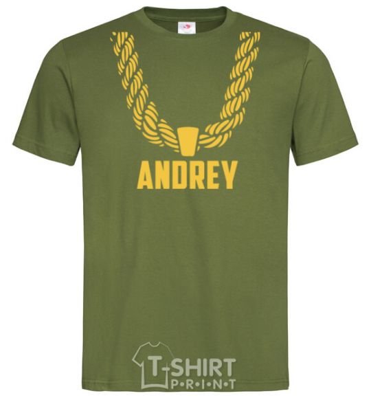 Мужская футболка Andrey золотая цепь Оливковый фото