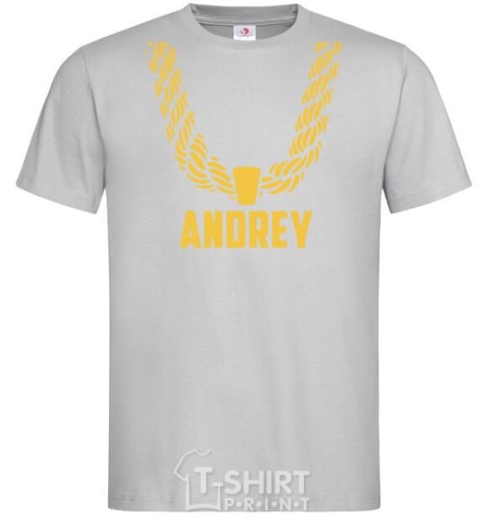 Men's T-Shirt Andrey gold chain grey фото