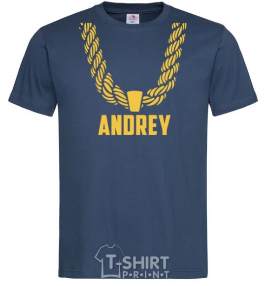 Men's T-Shirt Andrey gold chain navy-blue фото