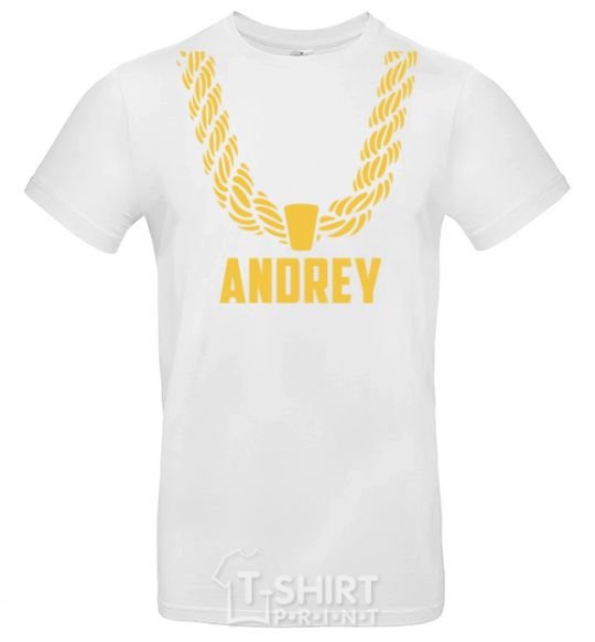 Men's T-Shirt Andrey gold chain White фото