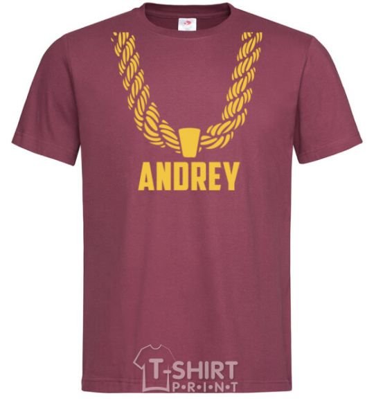 Men's T-Shirt Andrey gold chain burgundy фото