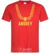 Men's T-Shirt Andrey gold chain red фото