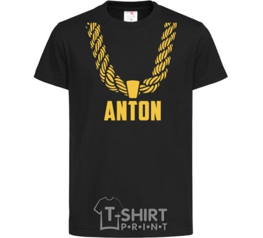 Kids T-shirt Anton gold chain black фото