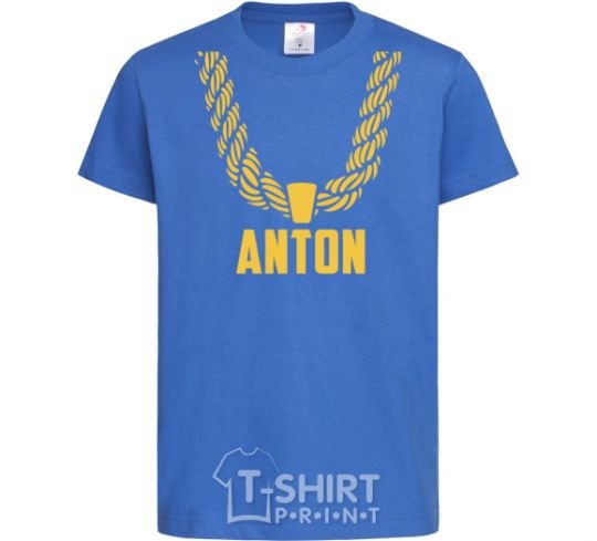 Kids T-shirt Anton gold chain royal-blue фото