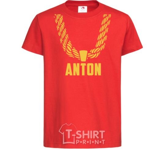 Kids T-shirt Anton gold chain red фото