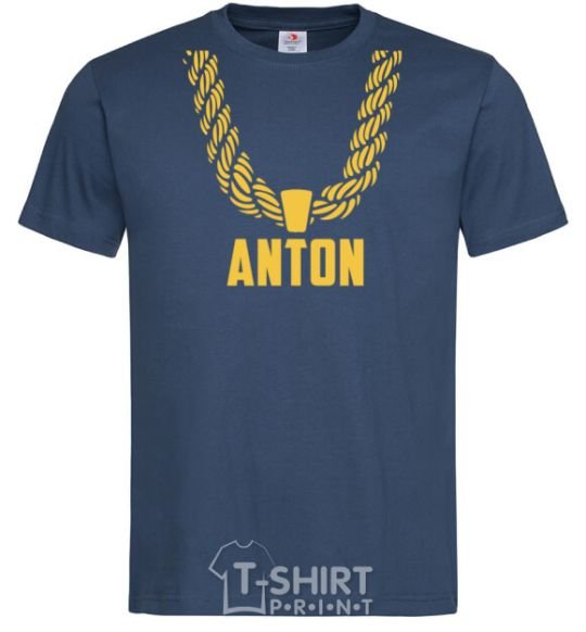 Men's T-Shirt Anton gold chain navy-blue фото