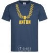 Men's T-Shirt Anton gold chain navy-blue фото