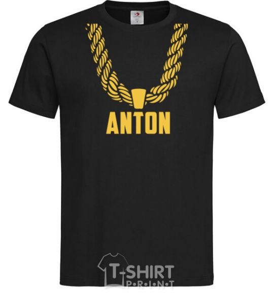 Men's T-Shirt Anton gold chain black фото
