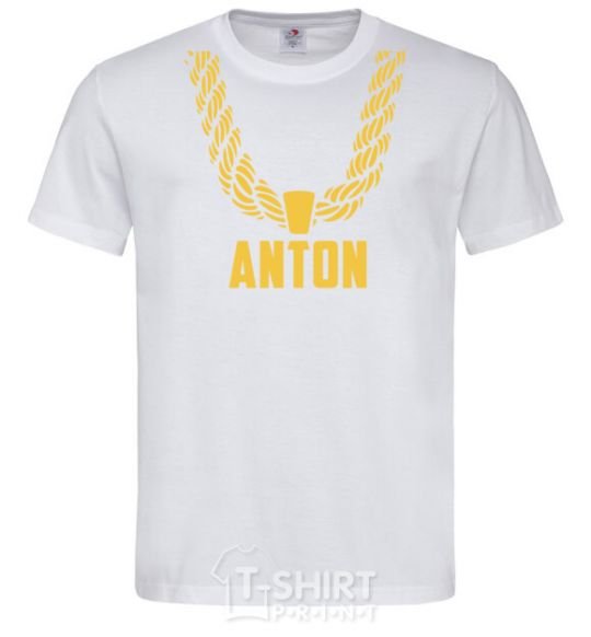Men's T-Shirt Anton gold chain White фото