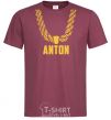 Men's T-Shirt Anton gold chain burgundy фото