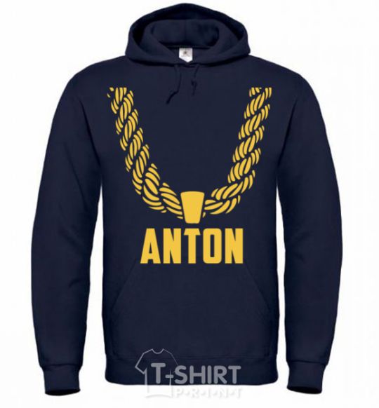 Men`s hoodie Anton gold chain navy-blue фото