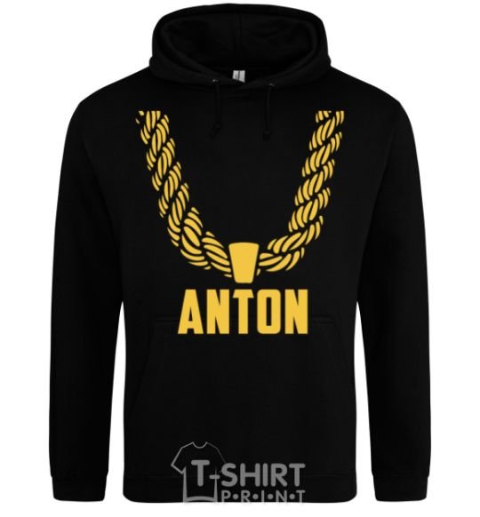 Men`s hoodie Anton gold chain black фото