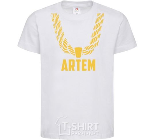 Kids T-shirt Artem gold chain White фото