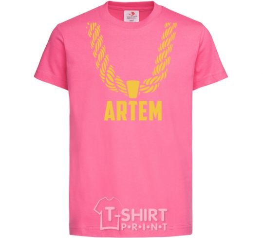 Детская футболка Artem золотая цепь Ярко-розовый фото