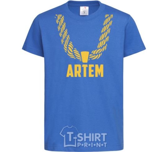 Kids T-shirt Artem gold chain royal-blue фото