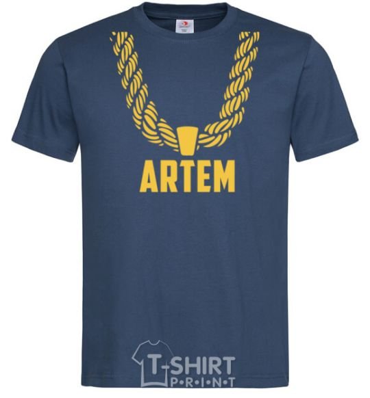 Men's T-Shirt Artem gold chain navy-blue фото