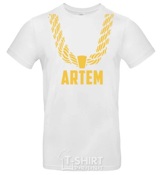 Men's T-Shirt Artem gold chain White фото