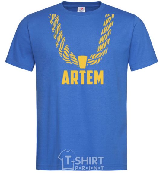 Мужская футболка Artem золотая цепь Ярко-синий фото