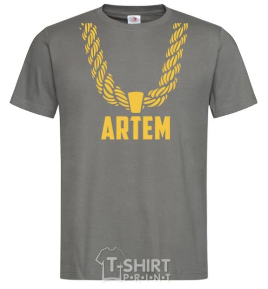 Men's T-Shirt Artem gold chain dark-grey фото