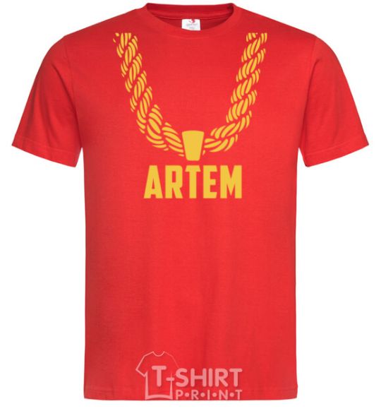 Men's T-Shirt Artem gold chain red фото