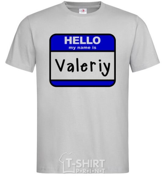 Men's T-Shirt Hello my name is Valeriy grey фото