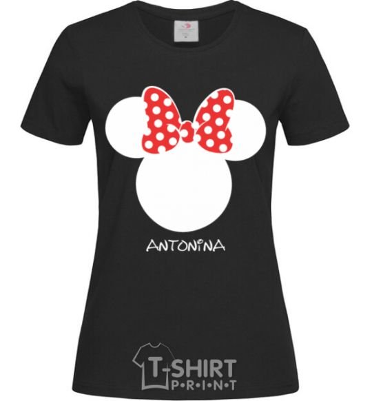 Женская футболка Antonina minnie mouse Черный фото