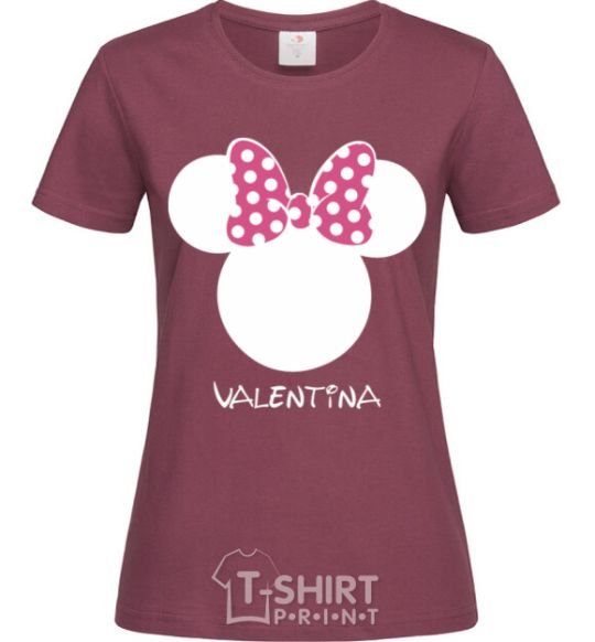 Женская футболка Valentina minnie mouse Бордовый фото