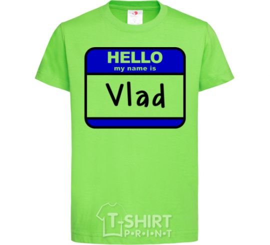 Kids T-shirt Hello my name is Vlad orchid-green фото