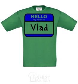 Kids T-shirt Hello my name is Vlad orchid-green фото