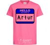 Kids T-shirt Hello my name is Artur heliconia фото