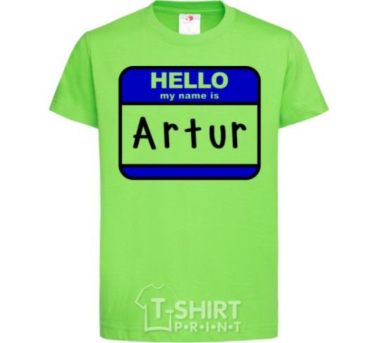 Kids T-shirt Hello my name is Artur orchid-green фото