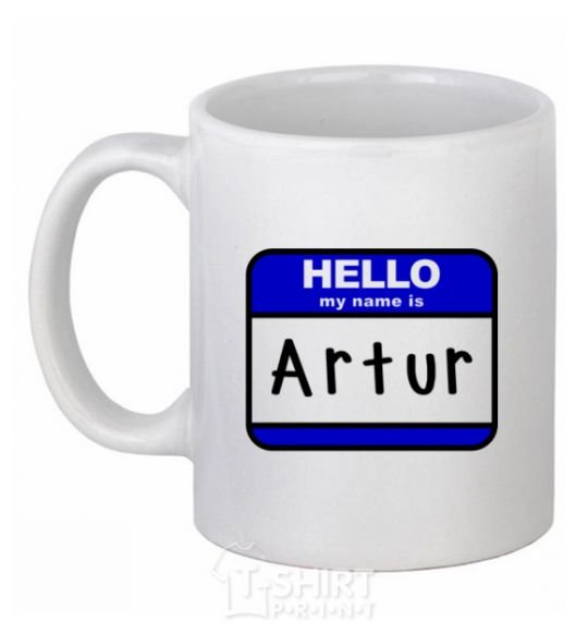 Ceramic mug Hello my name is Artur White фото