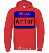 Men`s hoodie Hello my name is Artur bright-red фото