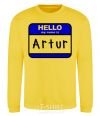 Свитшот Hello my name is Artur Солнечно желтый фото