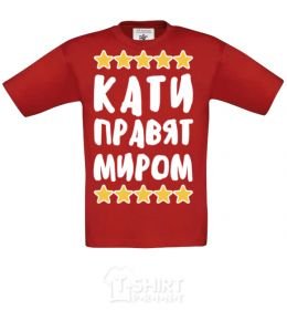 Kids T-shirt Cathy rules the world red фото