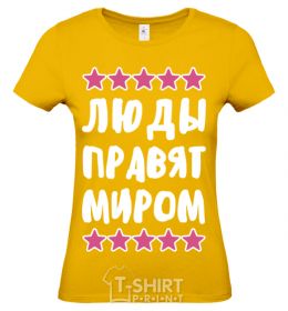Женская футболка Люды правят миром Лимонный фото