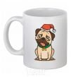 Чашка керамическая Xmas pug happy Белый фото