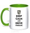 Mug with a colored handle Keep calm and drive Porsche kelly-green фото