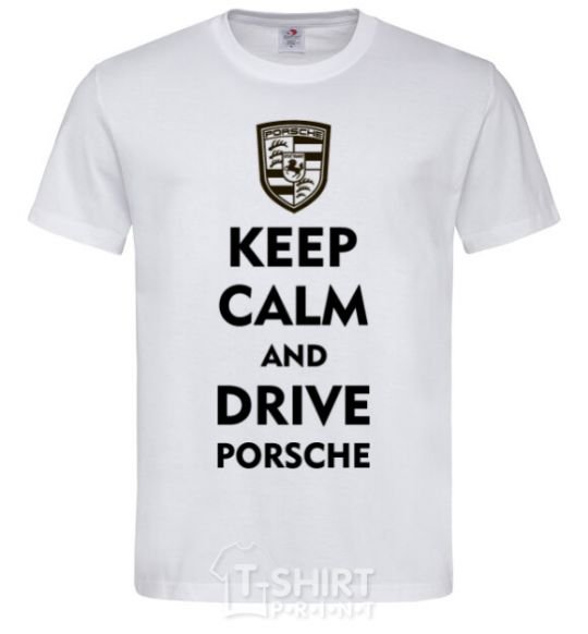 Мужская футболка Keep calm and drive Porsche Белый фото