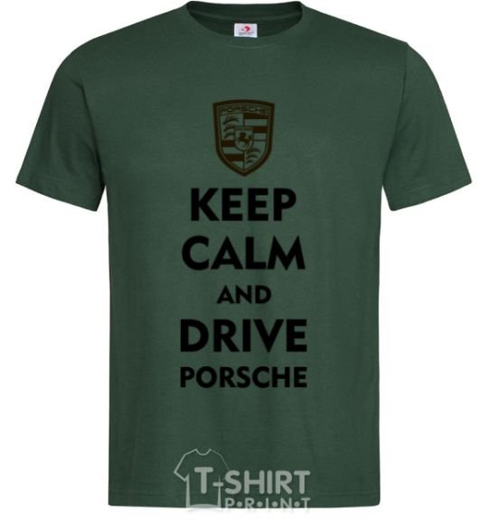 Мужская футболка Keep calm and drive Porsche Темно-зеленый фото