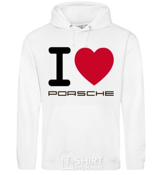 Мужская толстовка (худи) I love Porsche Белый фото