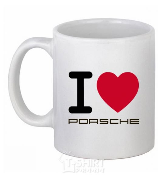 Чашка керамическая I love Porsche Белый фото