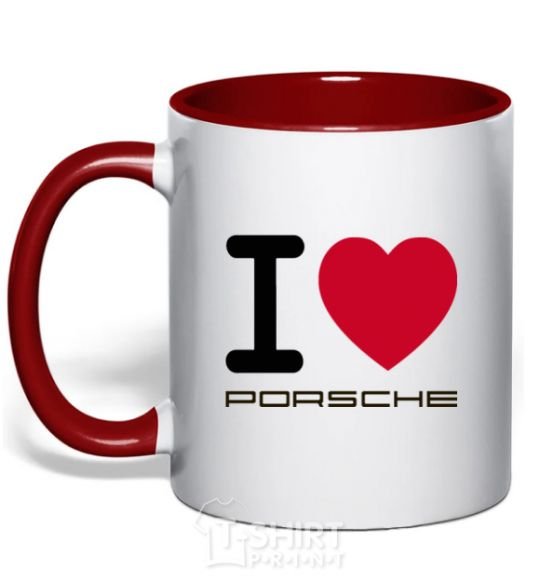 Чашка с цветной ручкой I love Porsche Красный фото