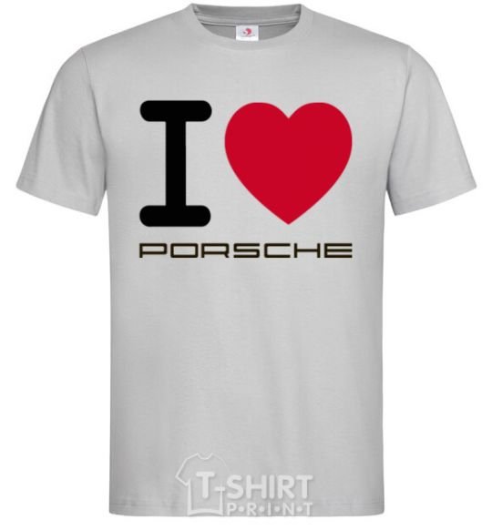 Мужская футболка I love Porsche Серый фото