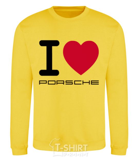 Sweatshirt I love Porsche yellow фото