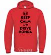 Мужская толстовка (худи) Keep calm and drive Honda Ярко-красный фото