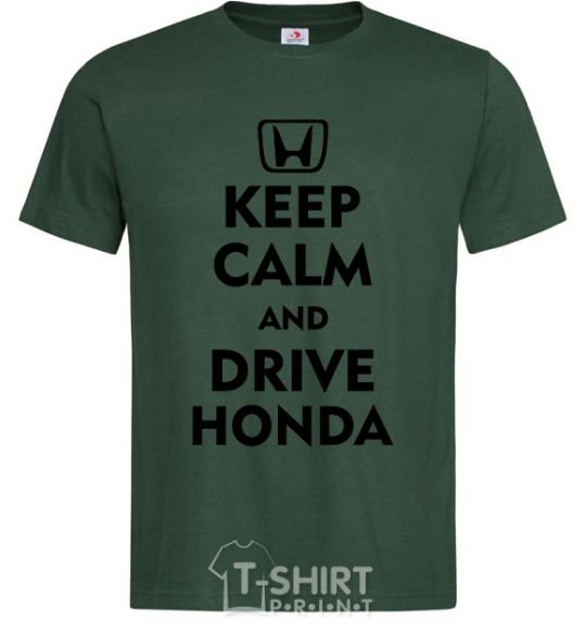 Men's T-Shirt Keep calm and drive Honda bottle-green фото