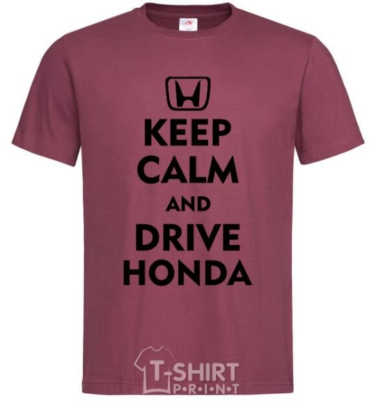 Men's T-Shirt Keep calm and drive Honda burgundy фото