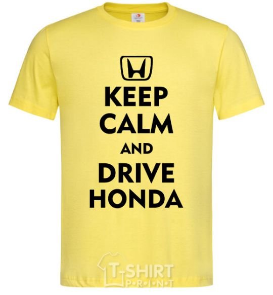 Мужская футболка Keep calm and drive Honda Лимонный фото